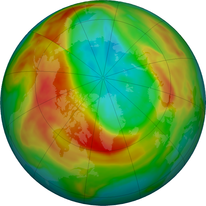Arctic ozone map for 24 February 2020